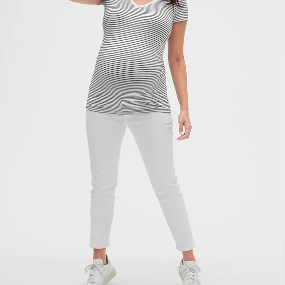 GAP white skinny ankle maternity jeans with elastic insert size 4 - Picture 1 of 7
